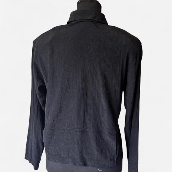 vintage Clio Black button up blouse jacket sz m rayon minimalist lagenlook - Picture 7 of 8